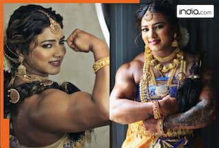 Meet Chitra Purushotham from Karnataka, breaking stereotypes with her body builder bridal look in a Kanjivaram saree