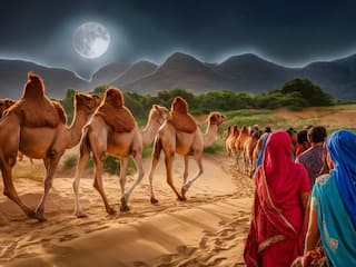 A Moonlit Camel Safari On The Outskirts Of Udaipur