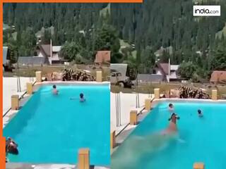 Gaay Ka Video: गर्मी लगते ही स्विमिंग पूल में कूद गई गाय, सबको भगाकर करने लगी मस्ती | देखें वीडियो