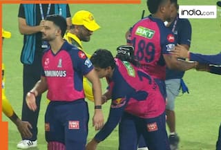Vaibhav Suryavanshi touches MS Dhoni's feet  and takes blessing after...., video goes viral