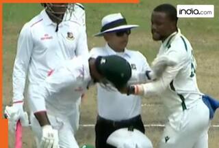 WATCH: In a heated moment, bowler grabs Bangladesh batter's helmet and then...