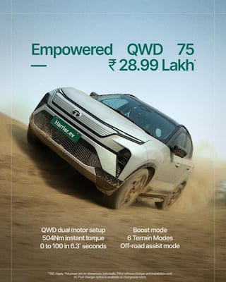 Tata Harrier.ev with Quad-Motor AWD Launched as India’s Most Powerful Homegrown EV SUV at ₹28.99 Lakh
