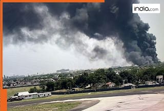Ahmedabad plane crash: First video shows thick plume of smoke after Air India plane crashes in Ahmedabad with 242 passengers onboard, Watch