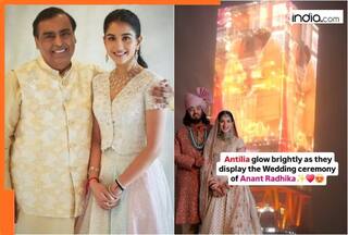 Mukesh Ambani and Nita Ambani's Antilia lit up on Anant Ambani and Radhika Merchant's first wedding anniversary; watch viral video