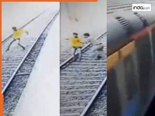 जान देने के लिए रेलवे ट्रैक पर कूद गया था शख्स, तभी तेज रफ्तार ट्रेन के आगे से उड़ा ले गया फरिश्ता! देखें वीडियो