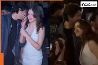 Ahaan Panday kisses his 'Saiyaara' Aneet Padda at success party, netizens says 'chemistry is on fire' - Watch viral video