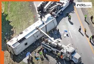 Tourist bus, with Indians aboard, crashes while returning to New York City from Niagara Falls, 5 killed, several injured