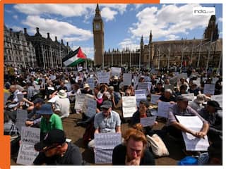 नए कानून के खिलाफ लंदन की सड़कों पर उतरे फिलिस्तीन समर्थक, 466 को किया पुलिस ने गिरफ्तार