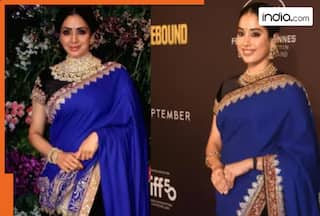 Janhvi Kapoor reminds of Sridevi, wears her mother's blue saree at special screening of 'Homebound', video goes viral