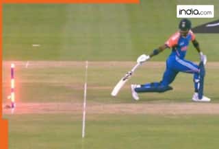 WATCH: Hardik Pandya run out in unlucky fashion at non-striker's end during India vs Oman Asia Cup 2025 match