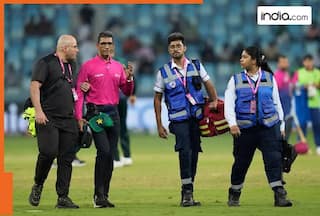 Wasim Akram reacts as Pakistan fielder's throw hits umpire, reserve officials step in during Asia Cup 2025 match vs UAE