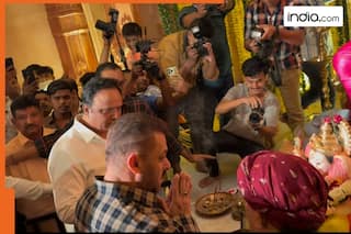 Salman Khan folds hands, walks barefoot to celebrate Lord Ganesha at Maharashtra minister Ashish Shelar's home - Video goes viral