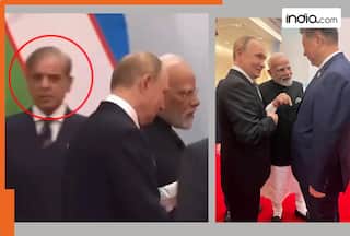 Viral Video: Pakistan PM Shahbaz Sharif watches as PM Modi, Vladimir Putin walk past at SCO Summit in China