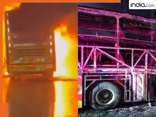 हैदराबाद-बेंगलुरु हाईवे पर आग का गोला बनी बस, भीषण हादसे में  पूरी तरह जलकर राख, 12 लोगों की मौत