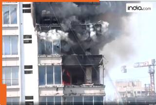 Massive fire breaks out at Mumbai's high-rise building, people stranded on top floor | Visuals