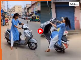 Scooty Girl Video: स्कूटी गर्ल ने दिखाया अजब-गजब स्टंट, मगर अगले ही सेकंड टूट गए दांत | देखें ये वीडियो