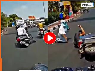 Scooty Girl Ka Video: स्कूटी से खुद ही गिर पड़ी लड़की, फिर बाइक वाले से जो कहा हंसी नहीं रुकेगी | देखिए