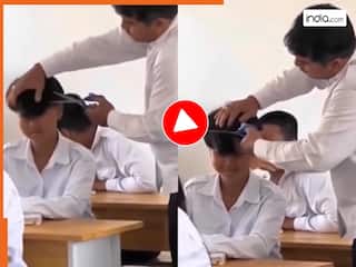 Class Ka Video: क्लास में बाल झटकने की गलती कर गया छात्र, टीचर ने तुरंत कैंची से कर दी कटोरा कटिंग | देखिए ये वीडियो