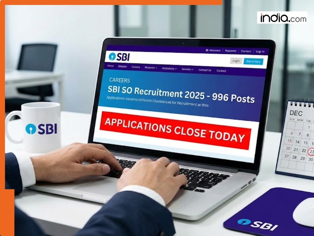 SBI SO Recruitment 2025: Applications for 996 posts closing today - Apply now at sbi.co.in
