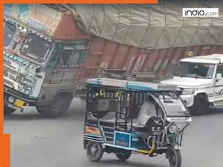 Horrific accident caught on camera! One dead after truck overturns on Rampur–Nainital Highway, bolero crushed | Watch Video