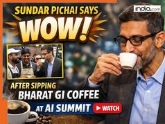 Sundar Pichai pauses high-level AI talks – reason was..., WATCH what he says after sipping Bharat GI coffee