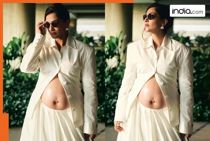 Sonam Kapoor steps out in elegant all-white look, proudly flaunts baby bump during Mumbai outing - See pics