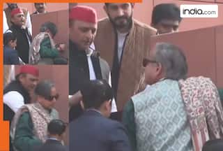 Video of Shashi Tharoor stumbling on Parliament stairs goes viral as SP leader Akhilesh Yadav rushes to help | Watch