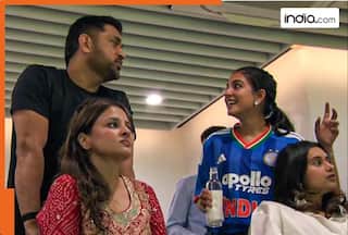 WATCH: MS Dhoni hilariously calms down wife Sakshi during India's T20 World Cup 2026 semifinal win over England in Mumbai