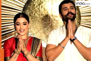 Rashmika Mandanna in red, Vijay Deverakonda in white, make a royal entry at grand reception - See viral videos