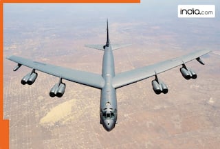 USAF's B-52 Stratofortress bomber takes off from RAF Fairford airbase in Britain