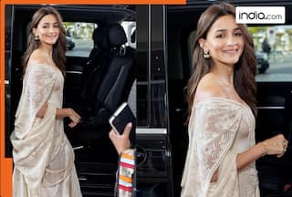 Alia Bhatt stuns at Cannes 2026 in ivory saree-inspired couture with nose pin and ethnic jewellery- See pics