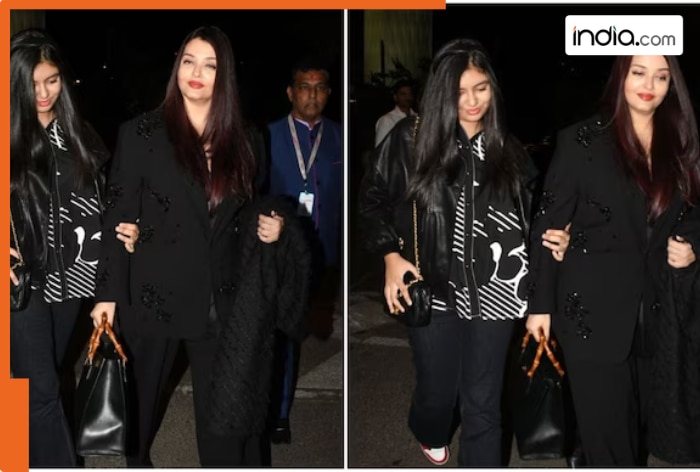 Aishwarya Rai Bachchan serves royal vibes in all black with daughter Aaradhya as they jet off for Cannes 2026 - Watch