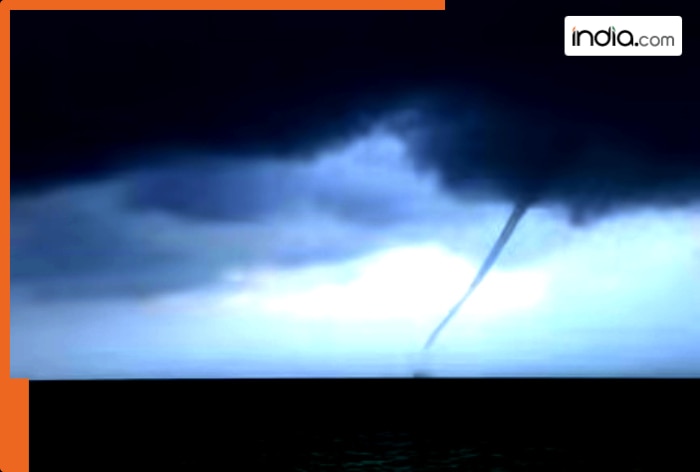Viral video: Rare elephant trunk-like waterspout appears over sea in Odisha, stuns tourists