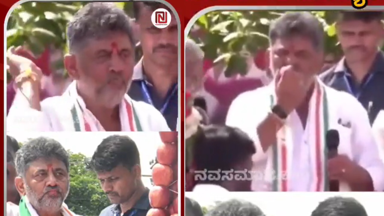 Viral Watch: DK Shivakumar takes bite of apple then throws half-eaten apple into crowd, ‘apple toss’ sparks social media backlash