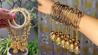 संगीत नाइट में लहेंगे के साथ पहनने के लिए बेस्ट हैं ये मीनाकारी लटकन चूड़ियां, हाथों की बढ़ जाएगी खूबसूरती