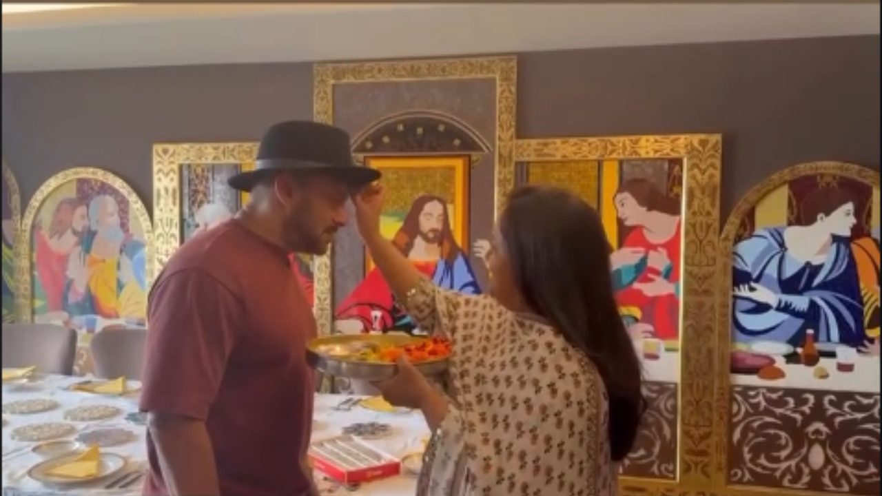 Arpita Khan ties rakhi to Salman Khan in front of Jesus’ Last Supper painting, internet calls it 'Most secular video' - Check reactions