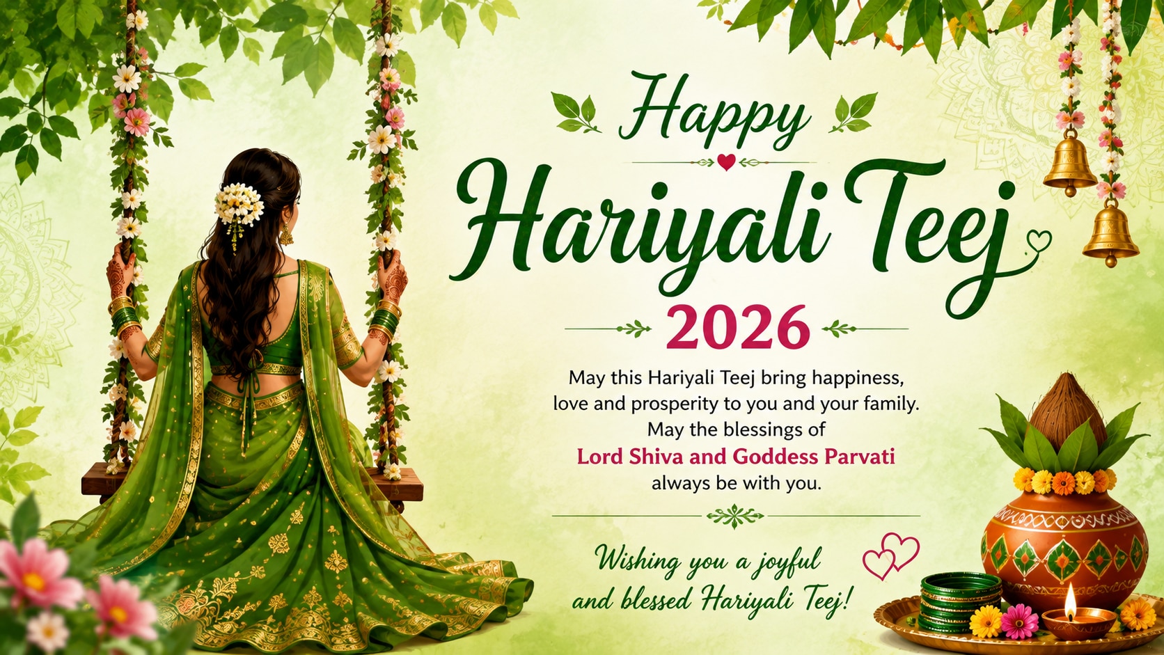 Happy Hariyali Teej 2026: 50 wishes, WhatsApp messages and greeting ideas to share with friends and family