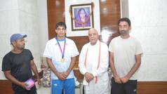 CWG 2026 medal-winning boxer Ankush Panghal honoured by Dr Subhash Chandra in Hisar