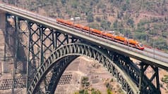 WATCH: Stunning visuals as Vande Bharat crosses world's highest Chenab bridge at nearly 100 Kmph