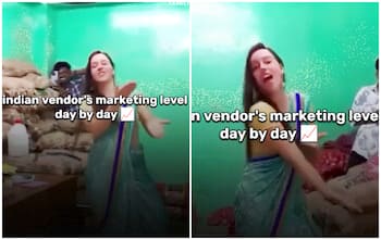 30-second viral video: WATCH Chennai shopkeeper hires dancer to attract customers - potato, onion marketing goes viral on internet