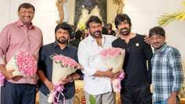 Chiranjeevi, Ram Charan meet Ravi Teja after Irumudi’s massive box office success - Watch video