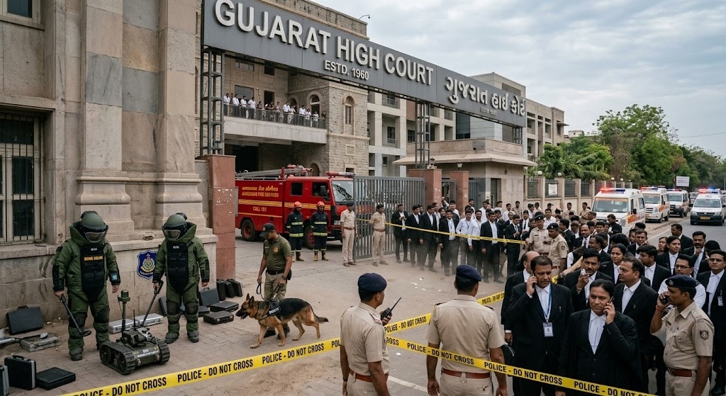 Bomb threat: Ahmedabad, Surat courts receive threat emails, premises evacuated, security teams launch searches