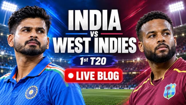India vs West Indies 2026 1st T20I Match Live Score: Shreyas Iyer's side eye 10th successive win