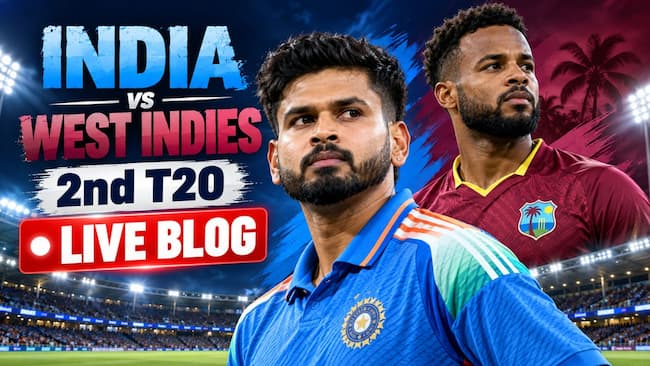 India vs West Indies 2026 2nd T20I Match Live Score: Brilliant batting performance from Sherfane Rutherford as he completes his fifty
