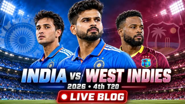 India vs West Indies 2026 4th T20I Match Live Score: Shai Hope, Sherfane Rutherford go berserk as WI cross 200 run mark