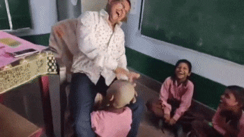 Watch: Teacher plays ‘Tabla’ on student’s head and this happens – Video goes viral