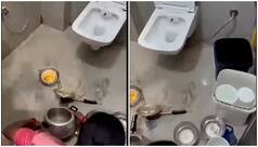 Disgusting! Watch famous sweet shop staff caught red-handed washing utensils in toilet