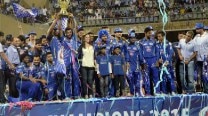 Champions Mumbai Indians celebrate at Wankhede Stadium amid huge fan support